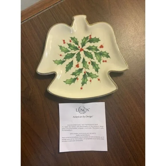 New Lenox Holiday Angel Party Plate 5.25 Inches Holly Gold Edge NIB Hosting Gift - Picture 4 of 5